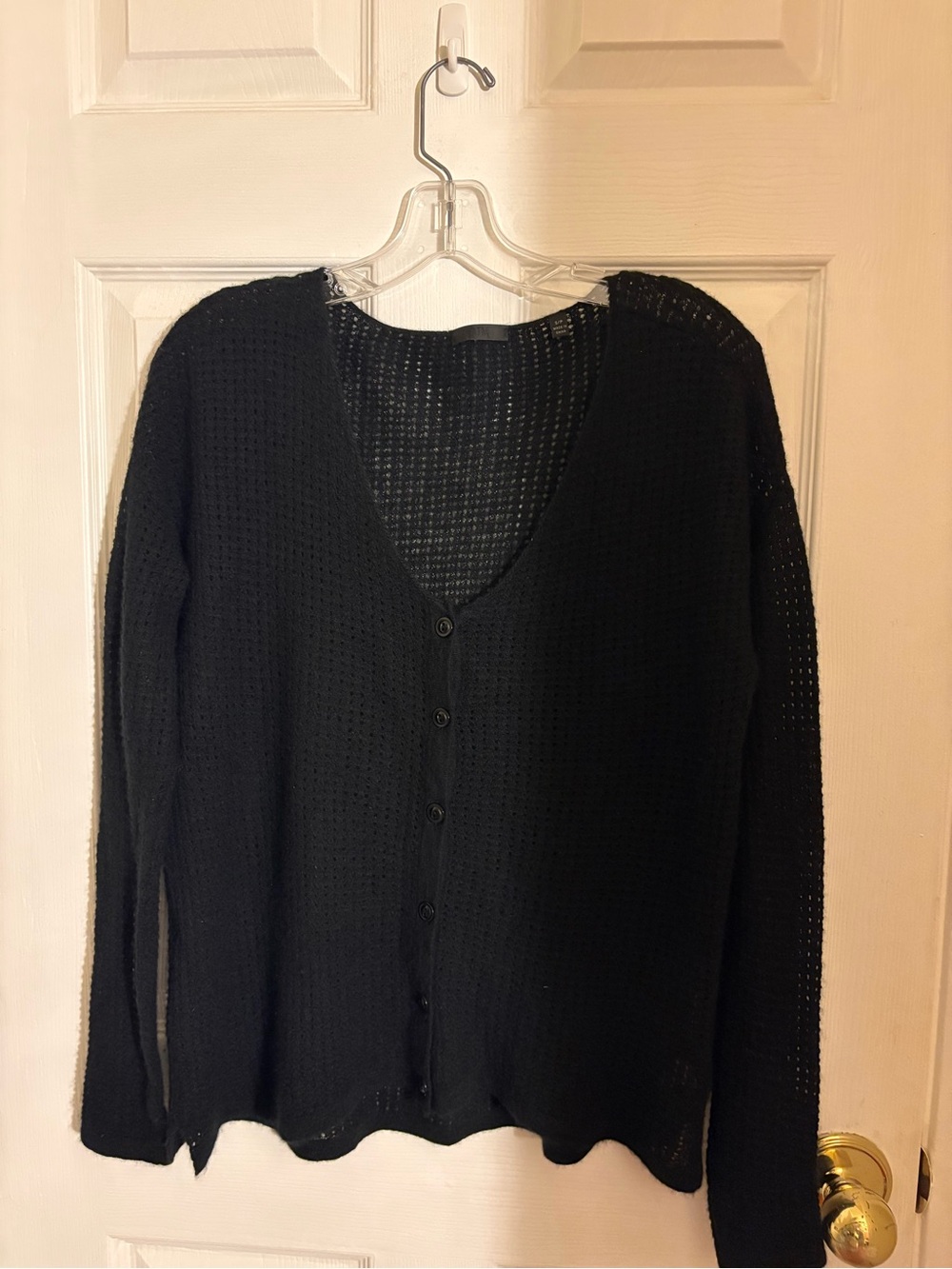 ATM cashmere open knit black cardigan